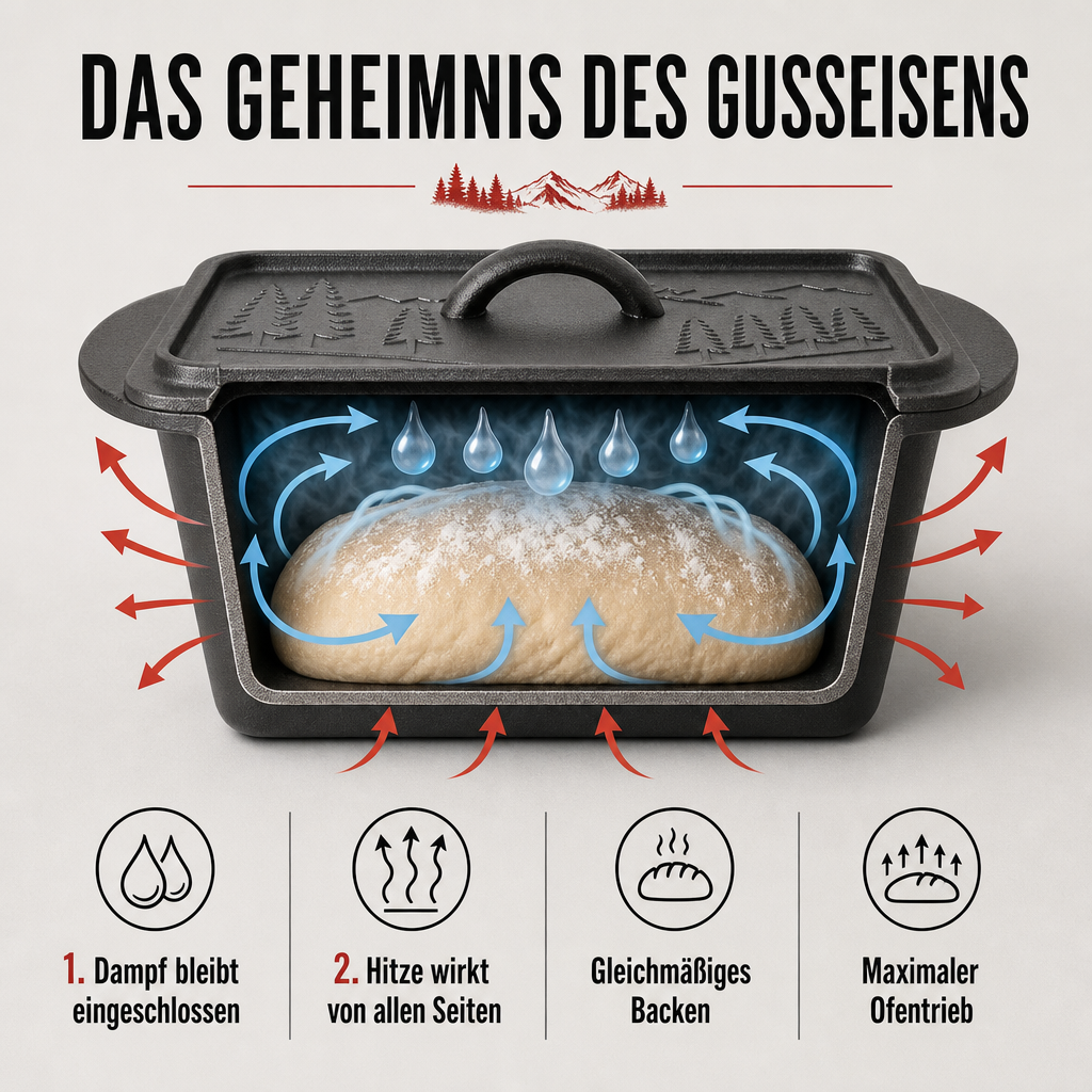 Exklusive Gusseisen-Kastenform – Brot backen wie beim Bäcker