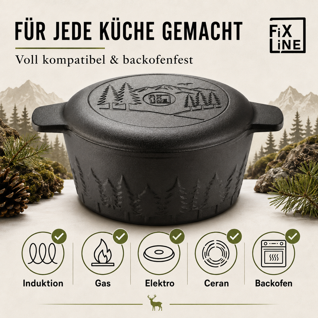 Exklusiver Gusseisentopf 26 cm – Eingebrannt & sofort einsatzbereit