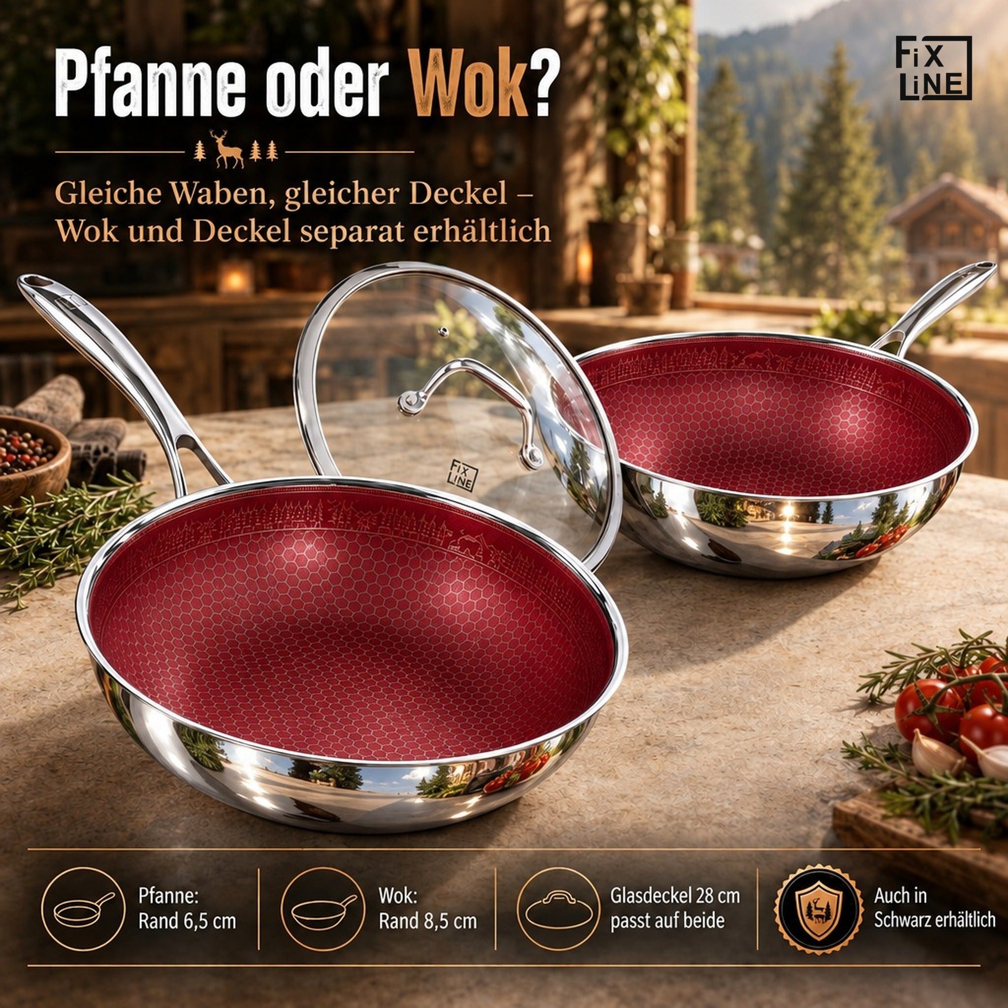 Wabenpfanne 28 cm Rot – Bratpfanne Black Forest