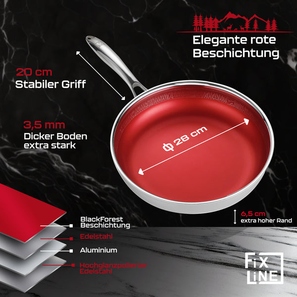 FIXLINE® Premium Wabenpfanne 24cm - Alle Herdarten Inkl. Induktion - Kratzfeste Antihaftbeschichtung - Backofen Bis 230℃- Mr. Fix Wabendesign - Edelstahlpfanne Für Jeden Einsatz