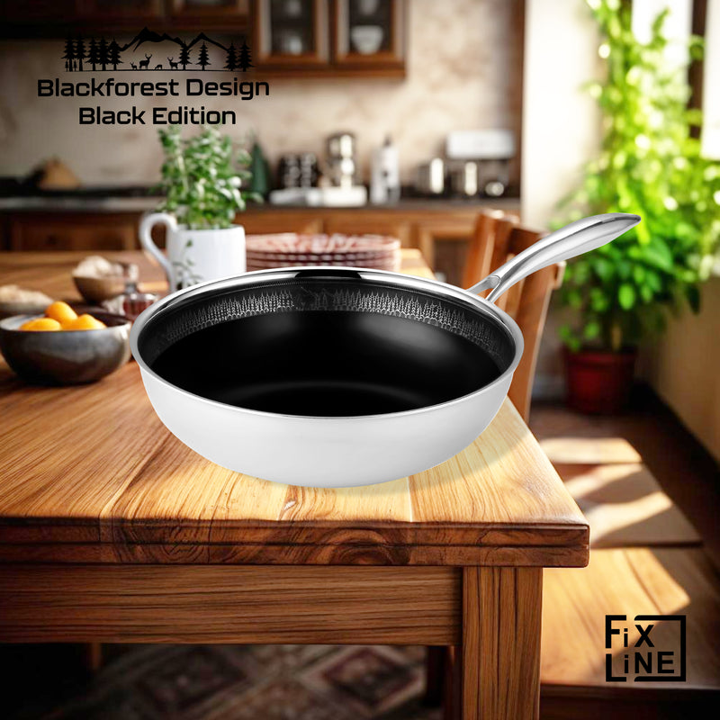 Wok Pfanne 28cm Black Forest Design - Kein anbrennen möglich