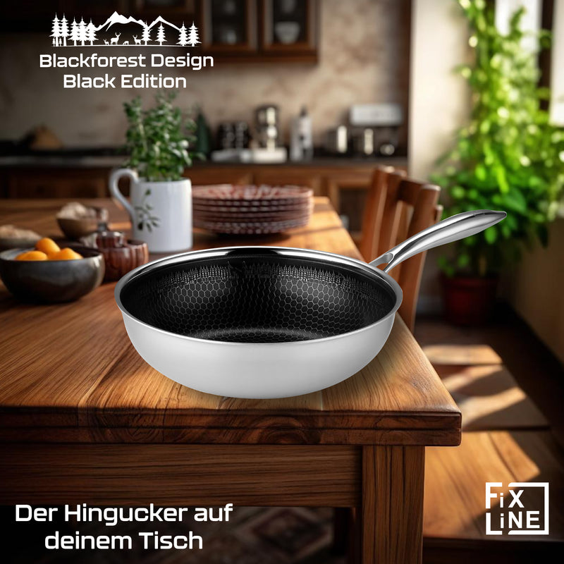 Wok Pfanne 28cm Black Forest Design Wabenbeschichtung