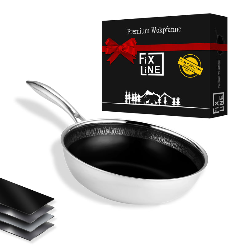 Wok Pfanne 28cm Black Forest Design - Kein anbrennen möglich